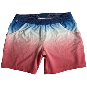 Columbia PFG Boardshorts Blue to Pink Ombre Swim Trunks Mens Medium Vacation